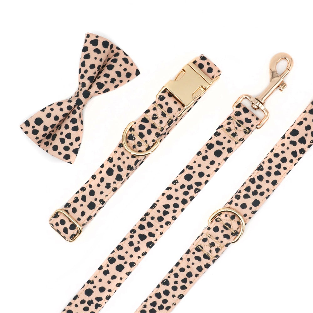Channing Cheetah Collar, Bow Tie/Bow, and Leash