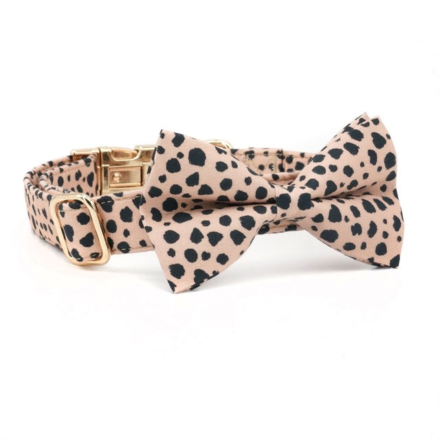 Channing Cheetah Collar, Bow Tie/Bow, and Leash